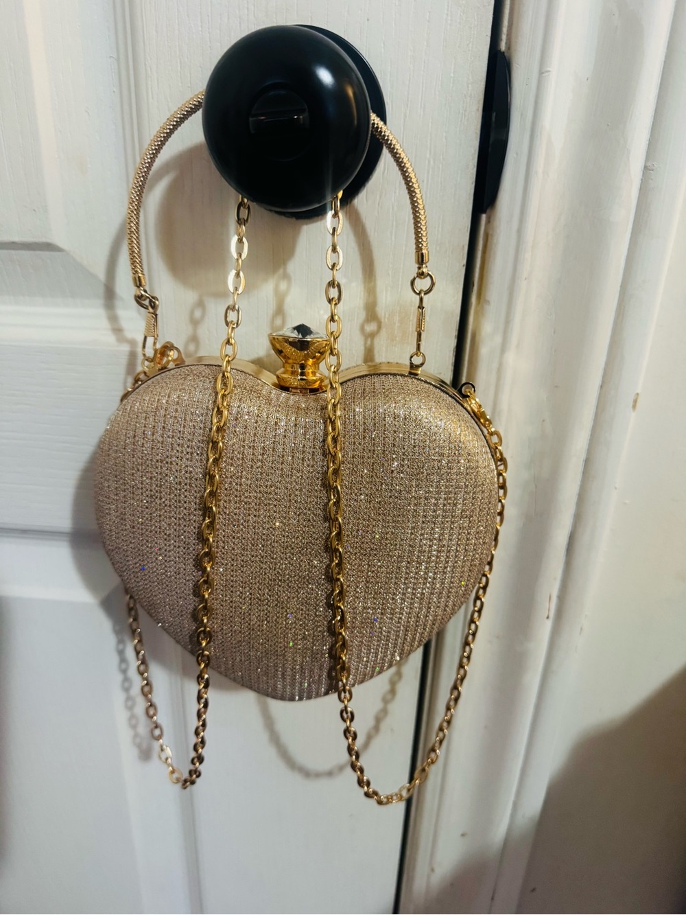 Gold Heart-Shaped Evening Clutch Handbag